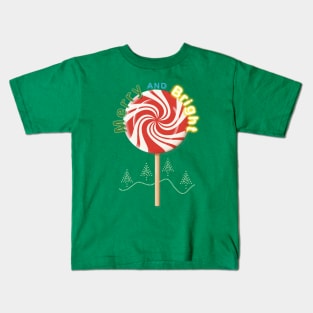 Peppermint Christmas Candy - Merry and Bright Kids T-Shirt